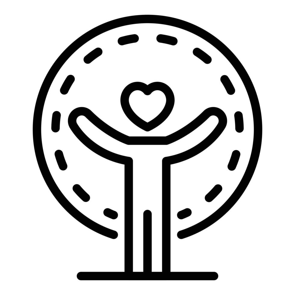 Man head heart icon, outline style vector