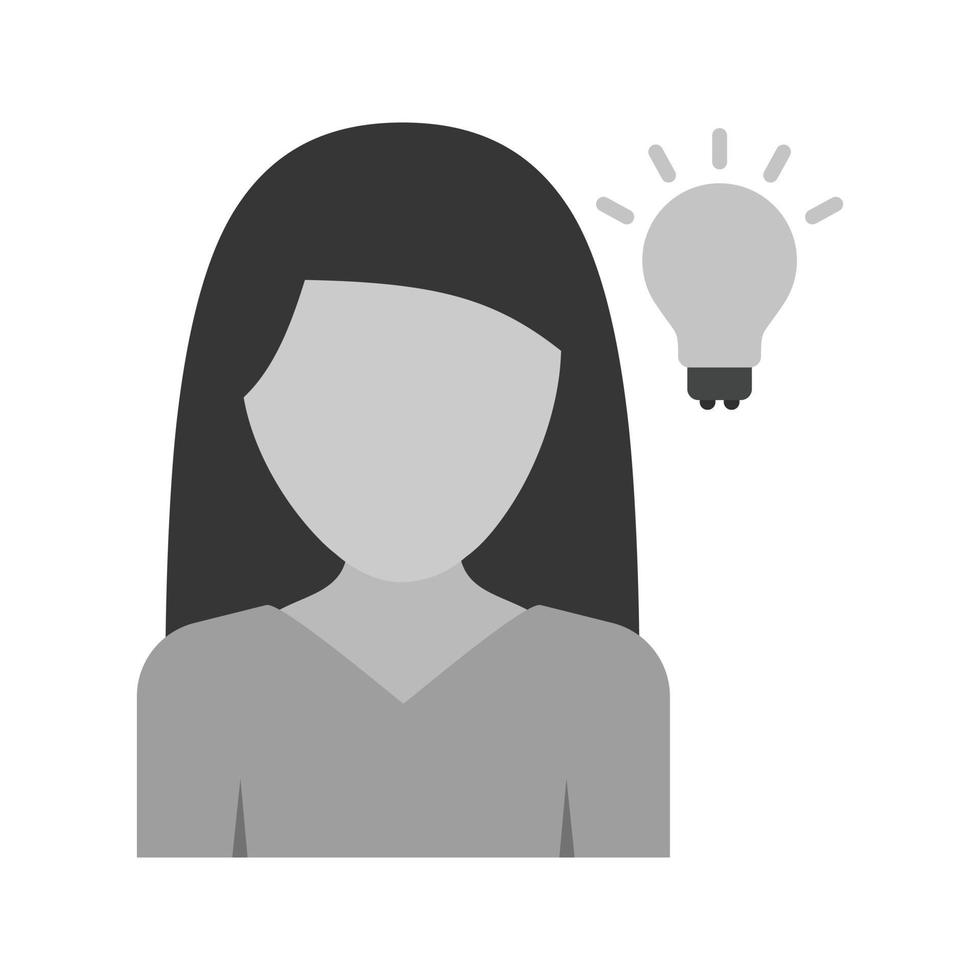 Woman Thinking Flat Greyscale Icon vector