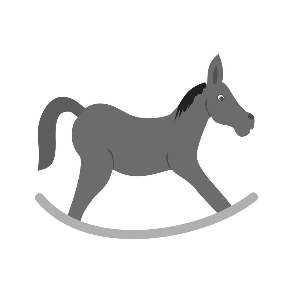 caballo balancín, plano, escala de grises, icono vector