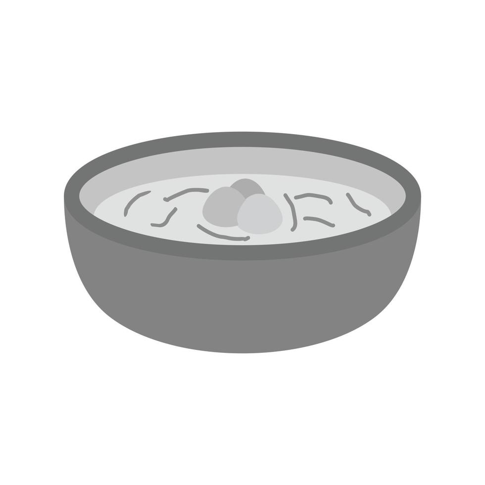 icono de escala de grises plano de sopa de bola de masa hervida vector