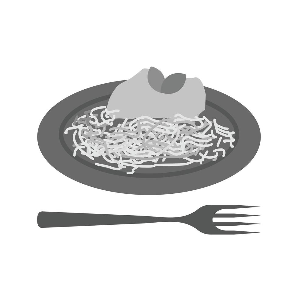 Spaghetti Bolognese Flat Greyscale Icon vector