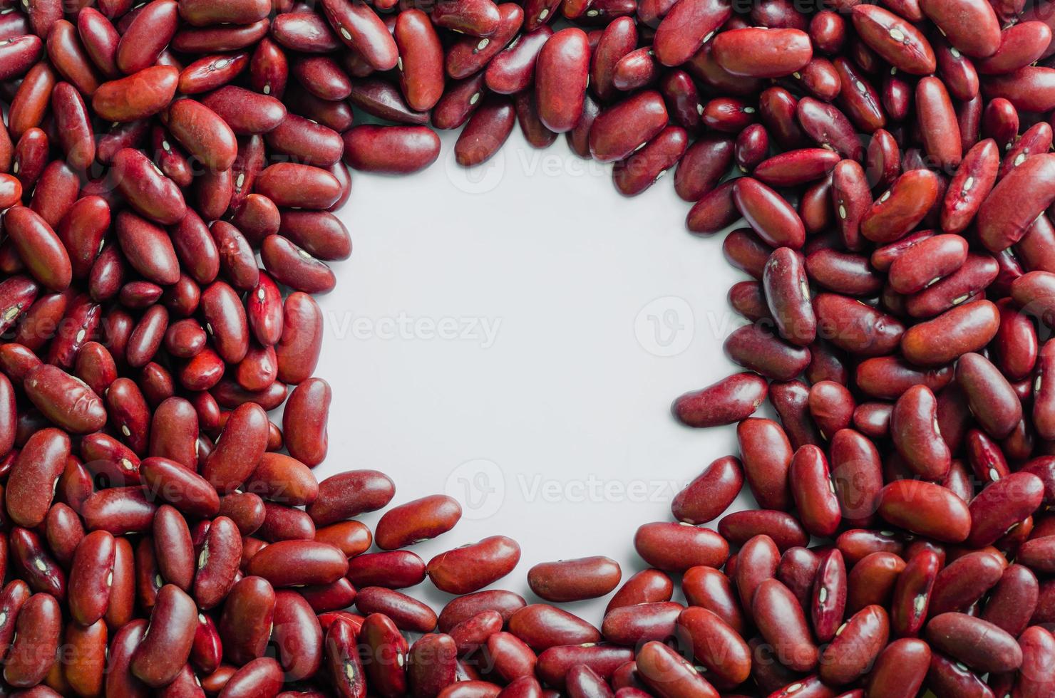 Red Kidney Beans Isolated on White Circle for Copy Space photo