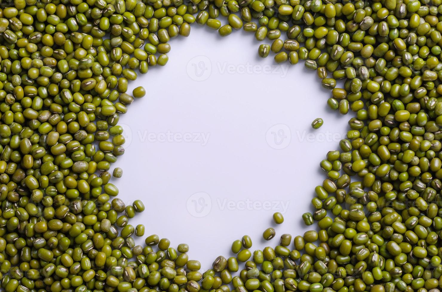 Mung Beans Isolated on White Circle for Copy Space photo