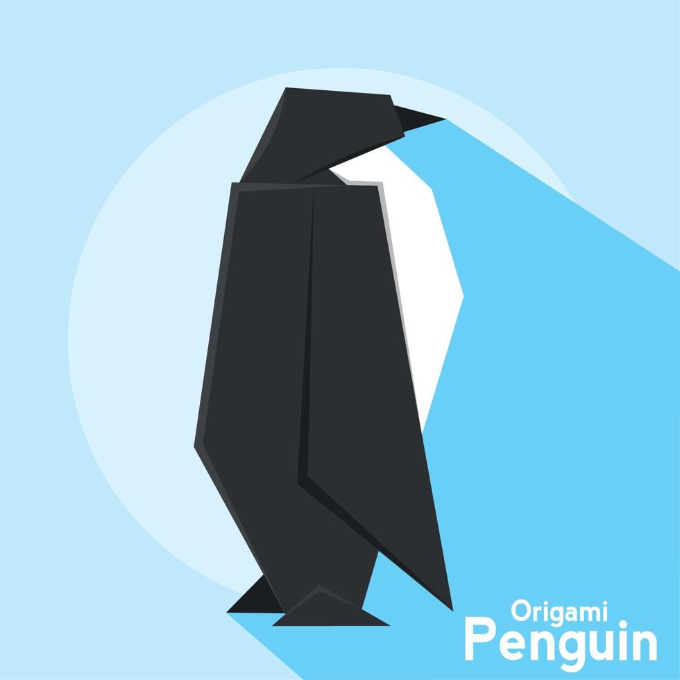 vector de diseño plano de icono de origami de pingüino aislado