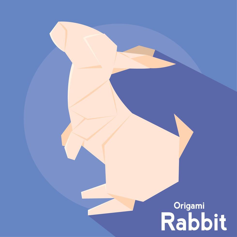 Ilustración de vector de diseño plano de icono de origami de conejo aislado