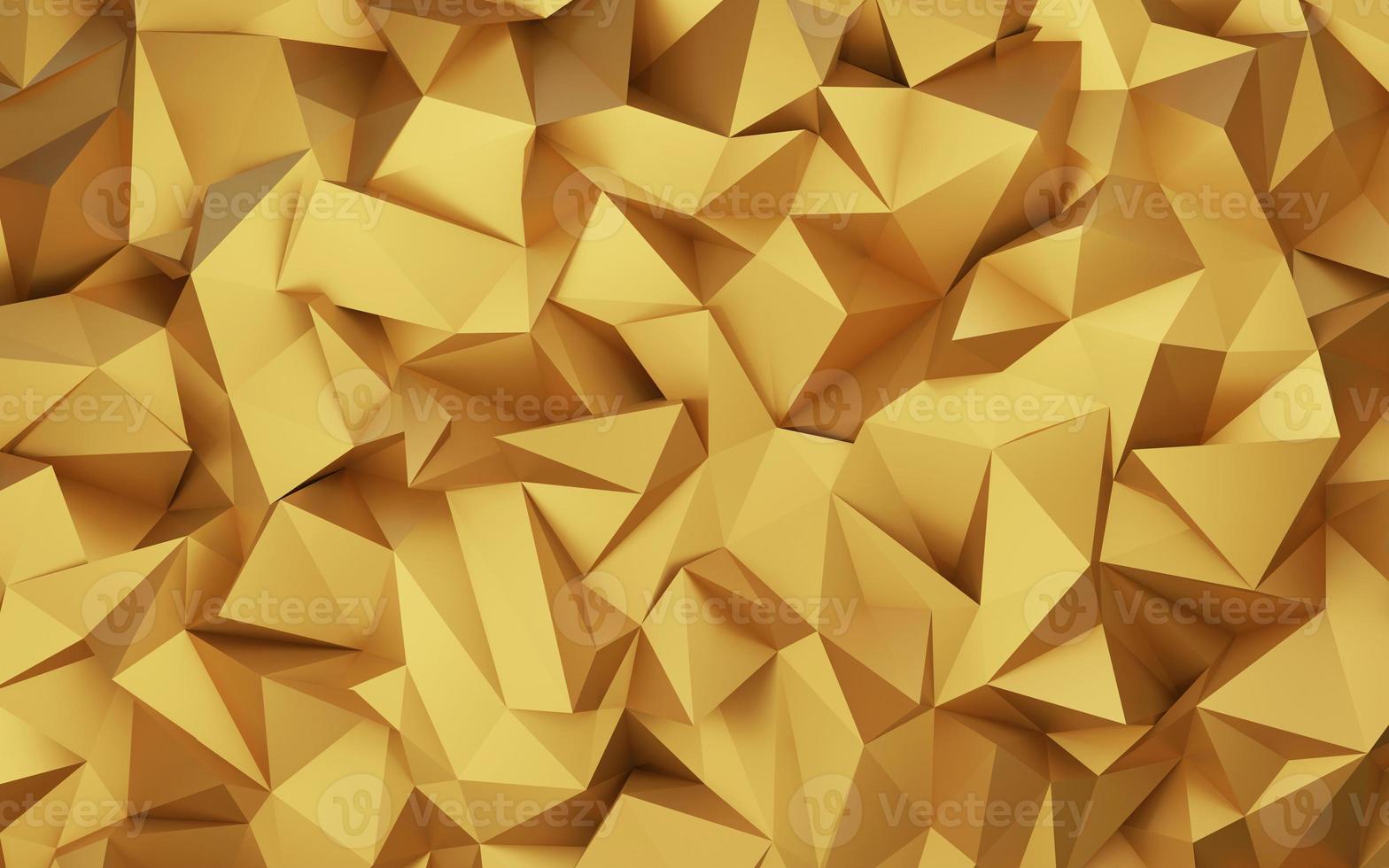 Abstract geometric gold color background, polygon, low poly pattern. 3d render illustration. photo