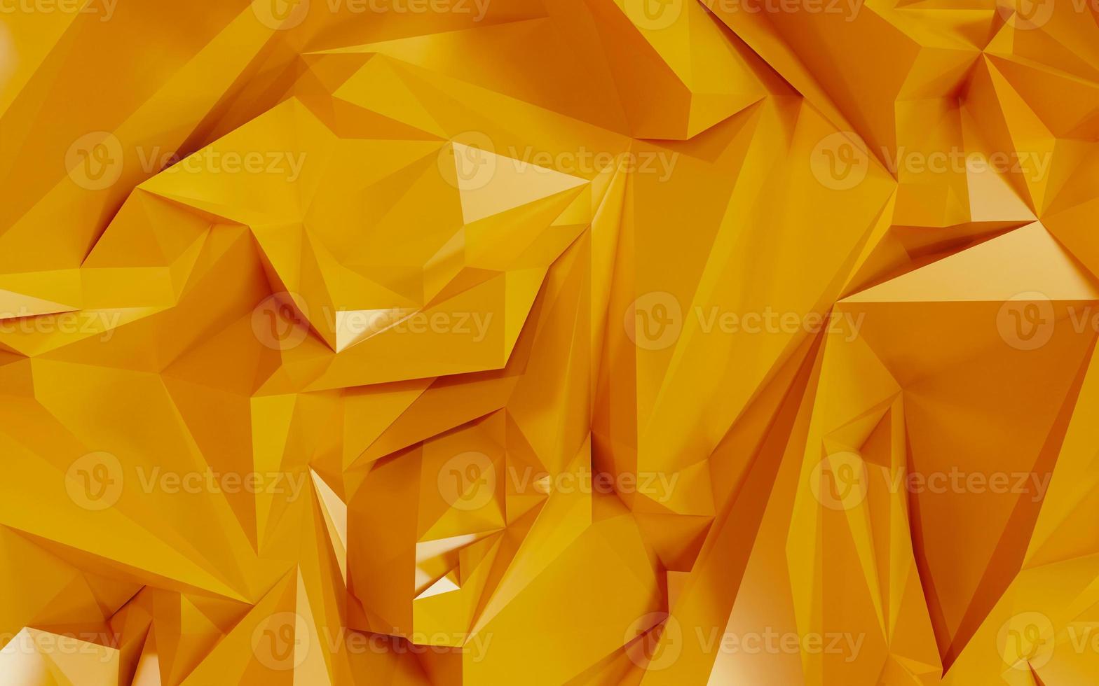 Abstract geometric gold color background, polygon, low poly pattern. 3d render illustration. photo