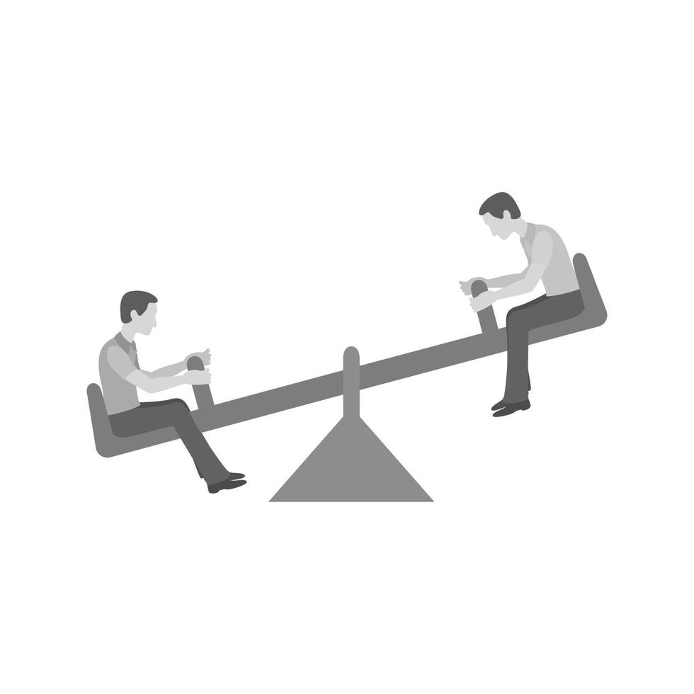 Sitting on Seesaw Flat Greyscale Icon vector