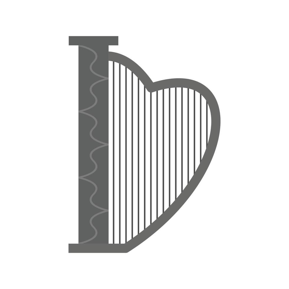 Harp Flat Greyscale Icon vector
