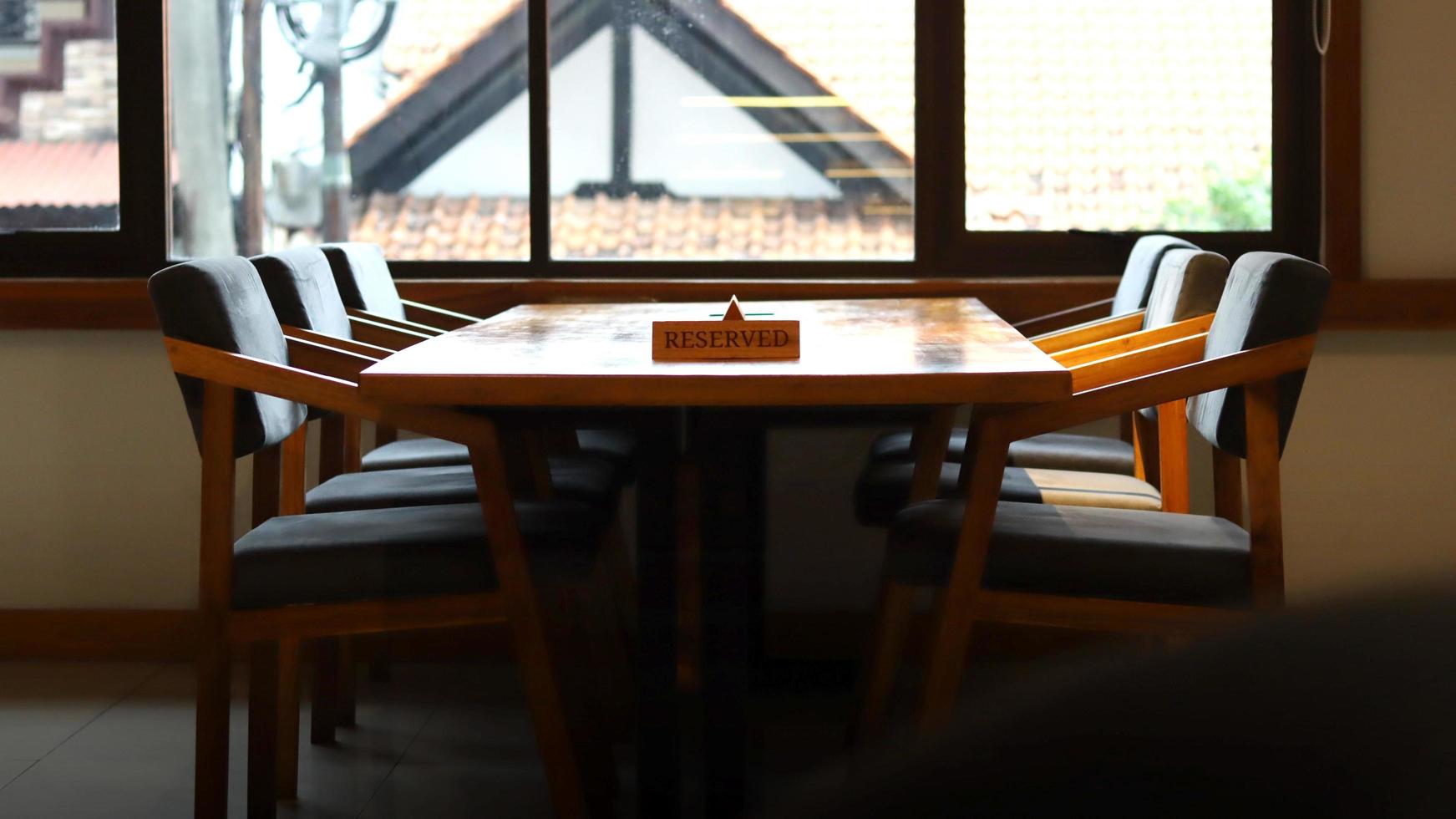 Jakarta, 2 November 2022 - Indonesian. The large table in the cafe is reserved photo