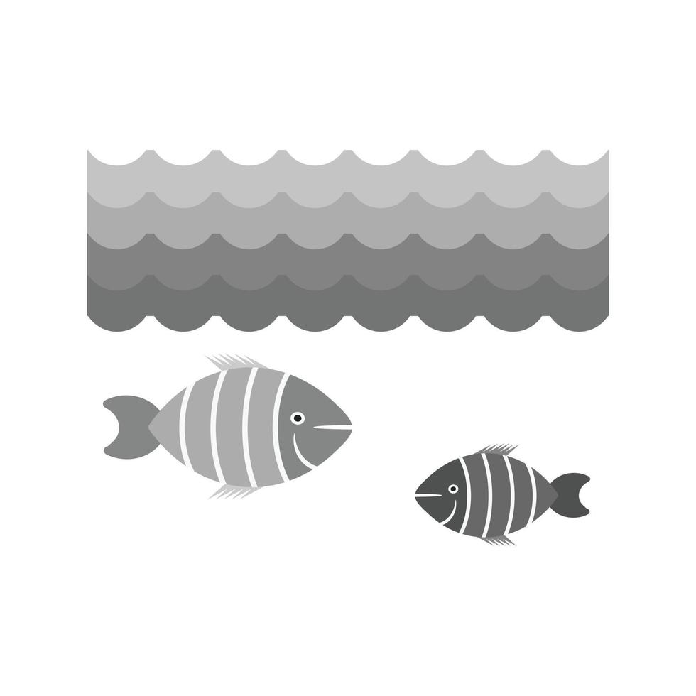 Life Under Water Flat Greyscale Icon vector