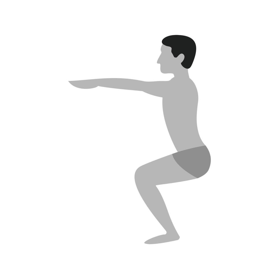 Chair Pose Straight Arms Flat Greyscale Icon vector