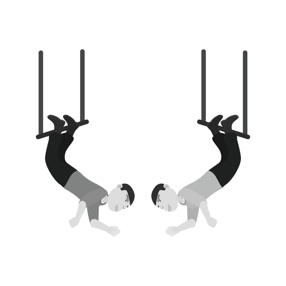 Two Persons Hanging Flat Greyscale Icon vector