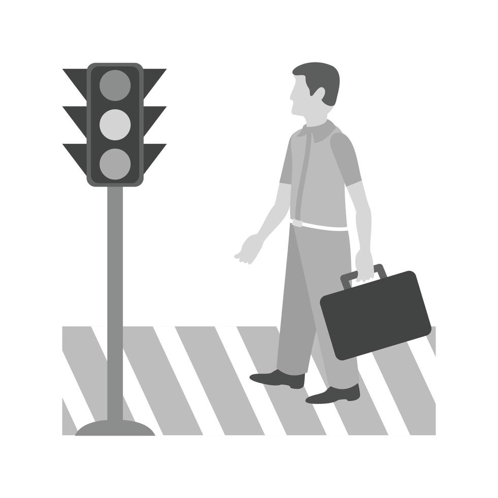 icono de cruce de carretera en escala de grises plana vector