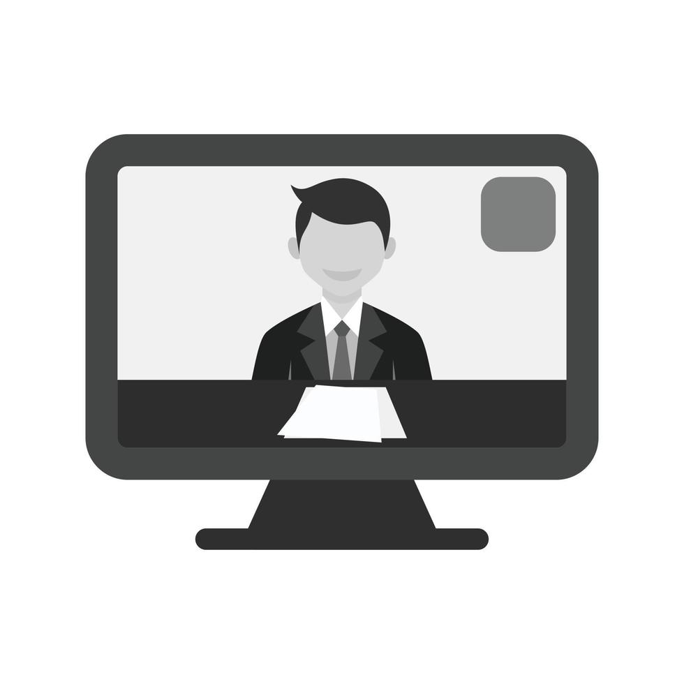 Television Flat Greyscale Icon vector