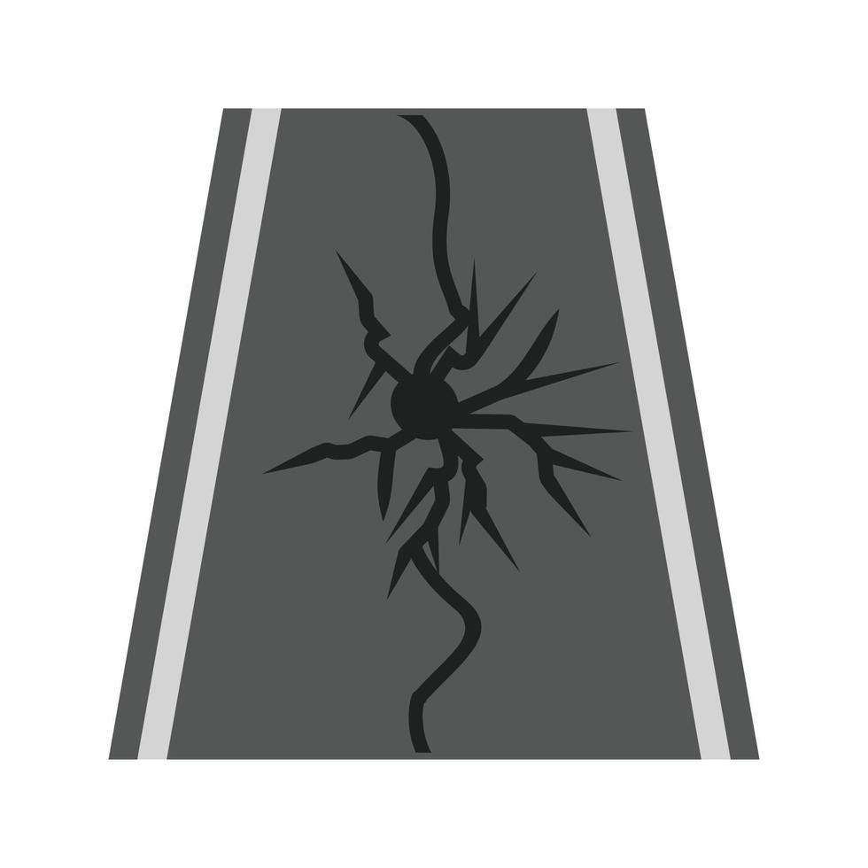 terremoto en la carretera icono plano en escala de grises vector