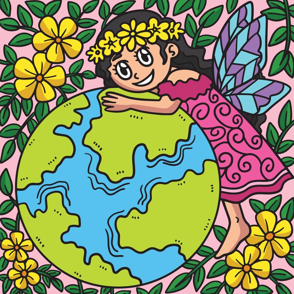 Earth Day Mother Nature Colored Cartoon vector