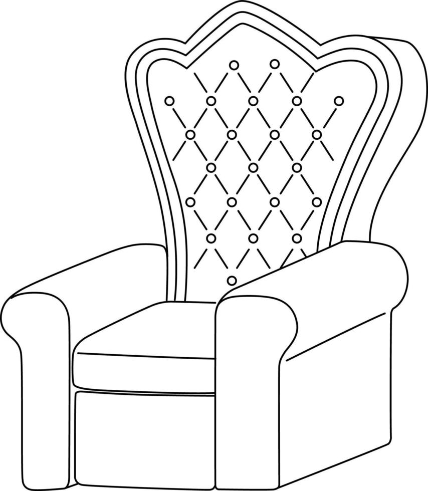 Mardi Gras Royal Arm Chair Isolated Coloring Page vector
