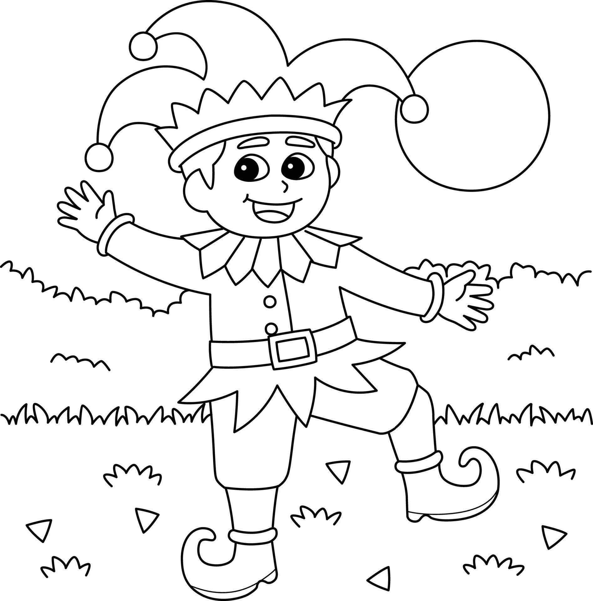 Mardi Gras Jester Boy Coloring Page for Kids 15656290 Vector Art at ...