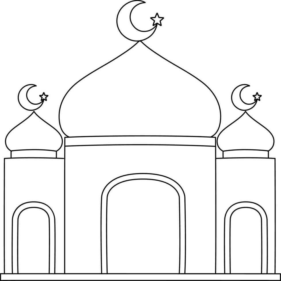 Ramadan Mosque Isolated Coloring Page for Kids vector