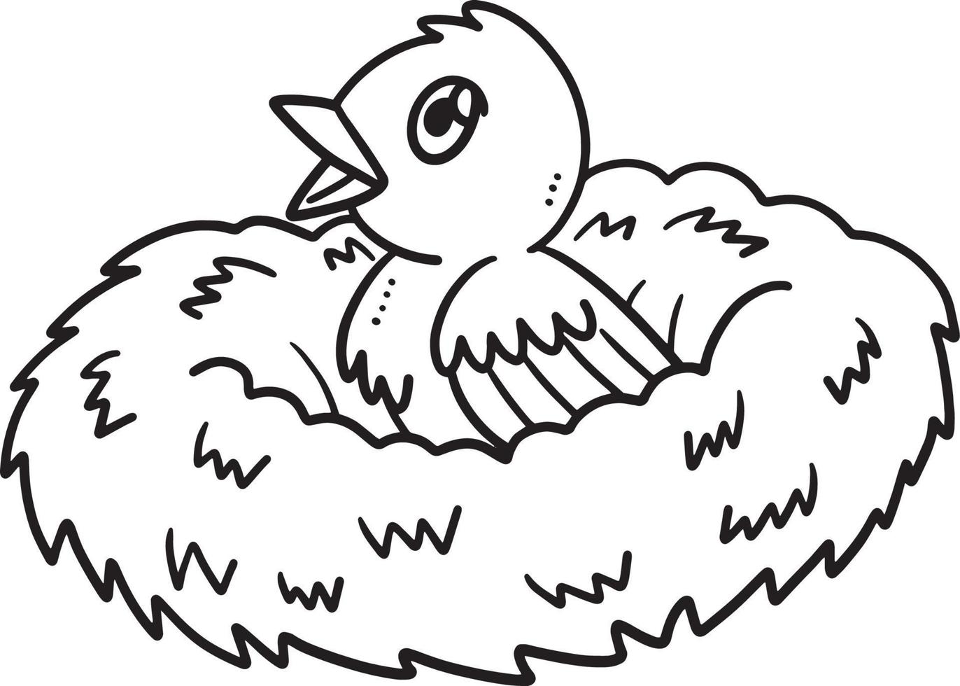 Baby Bird Sitting in the Nest Isolated Coloring vector