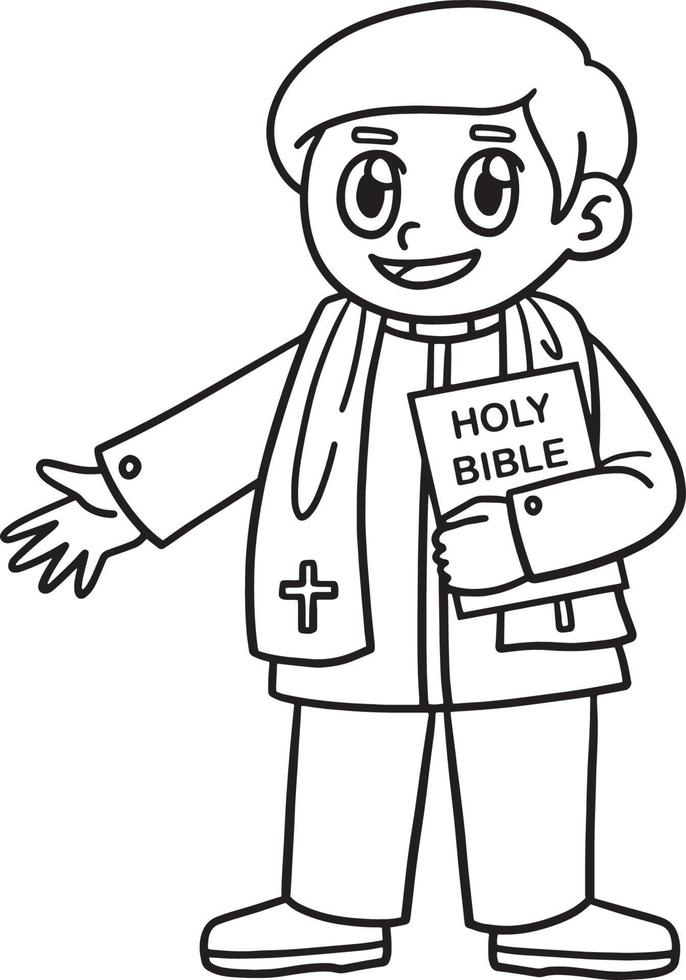 Christian Priest Isolated Coloring Page for Kids vector