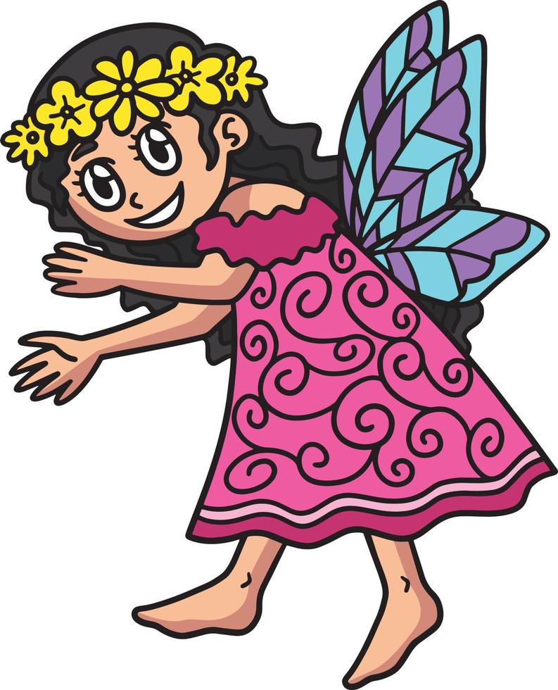 Earth Day Little Fairy Cartoon Colored Clipart vector