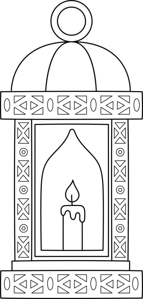 Ramadan Lantern Isolated Coloring Page for Kids vector