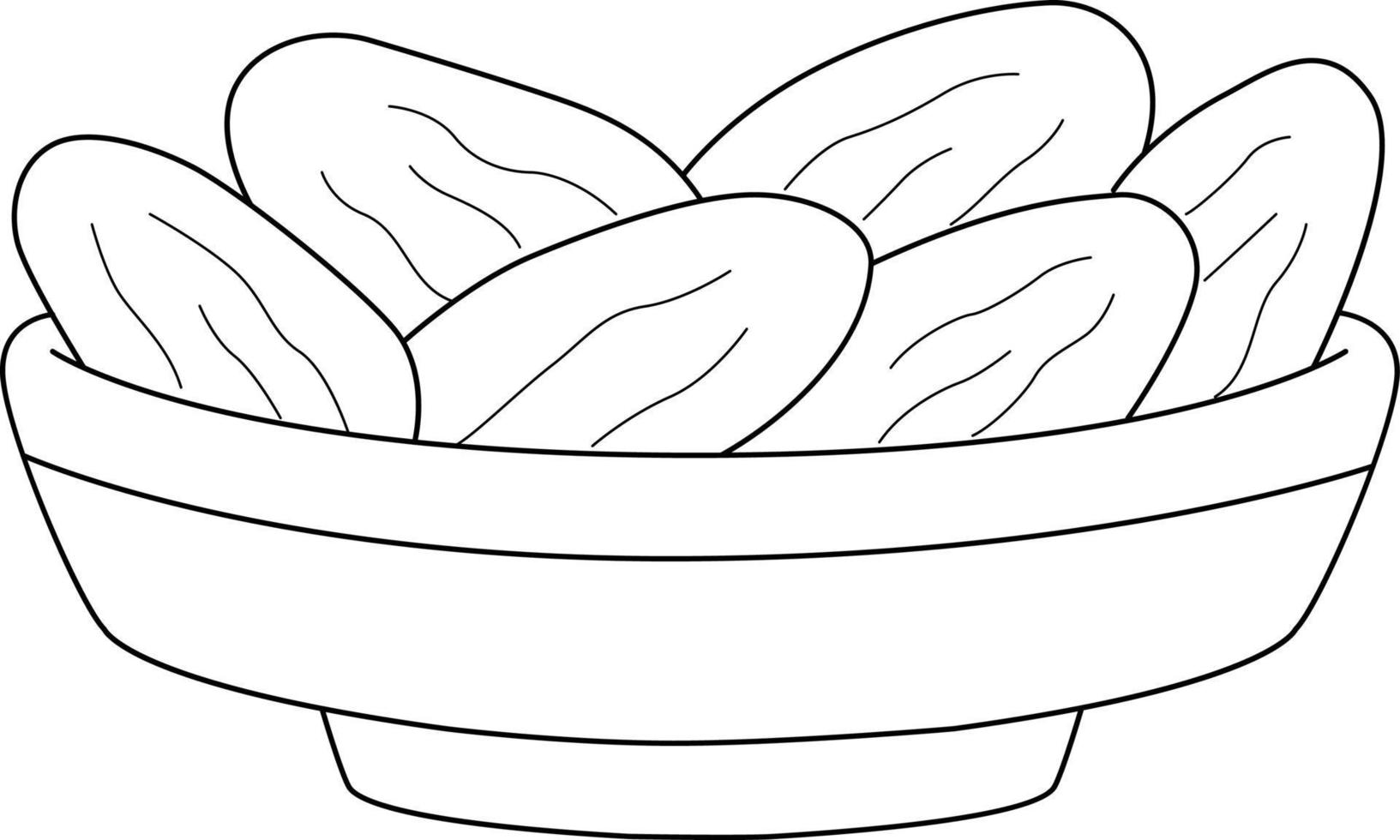 Ramadan Dried Date Isolated Coloring Page for Kids vector