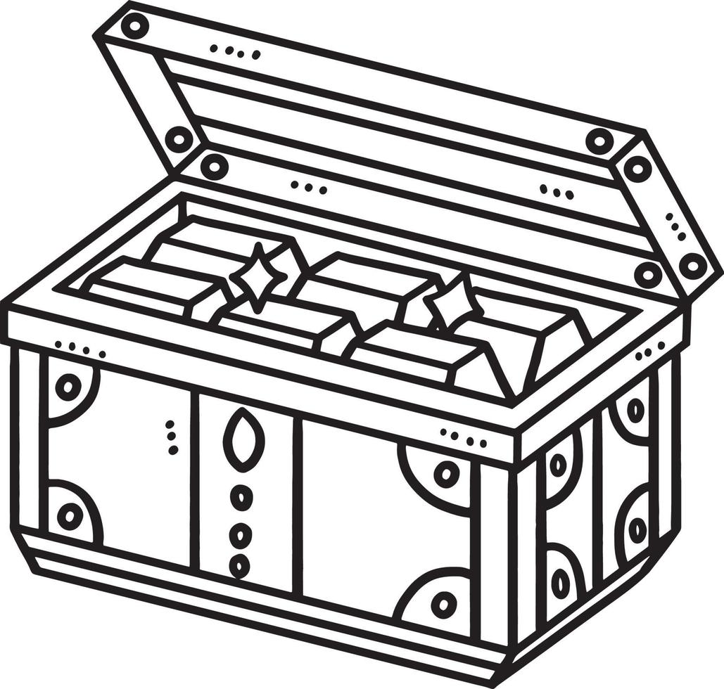 Treasure Gold Isolated Coloring Page for Kids vector