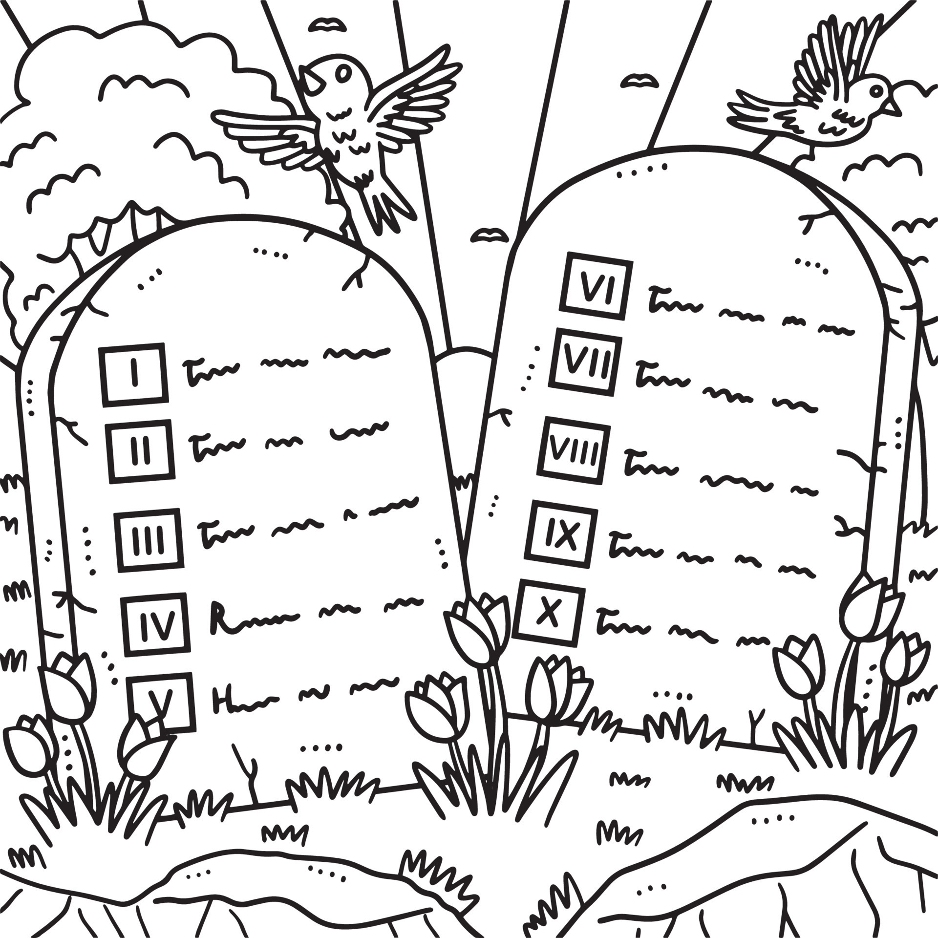 coloring pages ten commandments tablets location