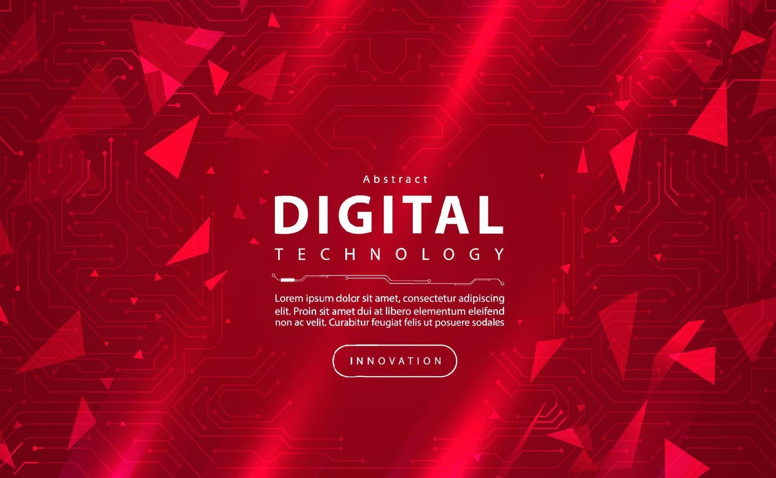 Digital technology banner red background concept, circuit technology light effect, abstract cyber tech, innovation future data, internet network, Ai big data, line dots connection, illustration vector