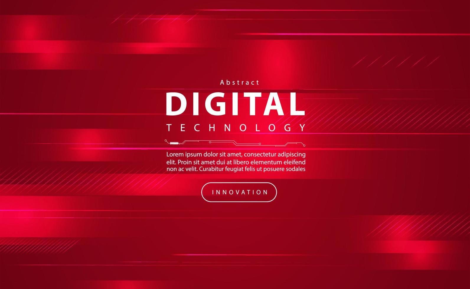 concepto de fondo rojo de banner de tecnología digital, efecto de luz de tecnología de circuito, tecnología cibernética abstracta, datos futuros de innovación, red de Internet, big data ai, conexión de puntos de línea, vector de ilustración