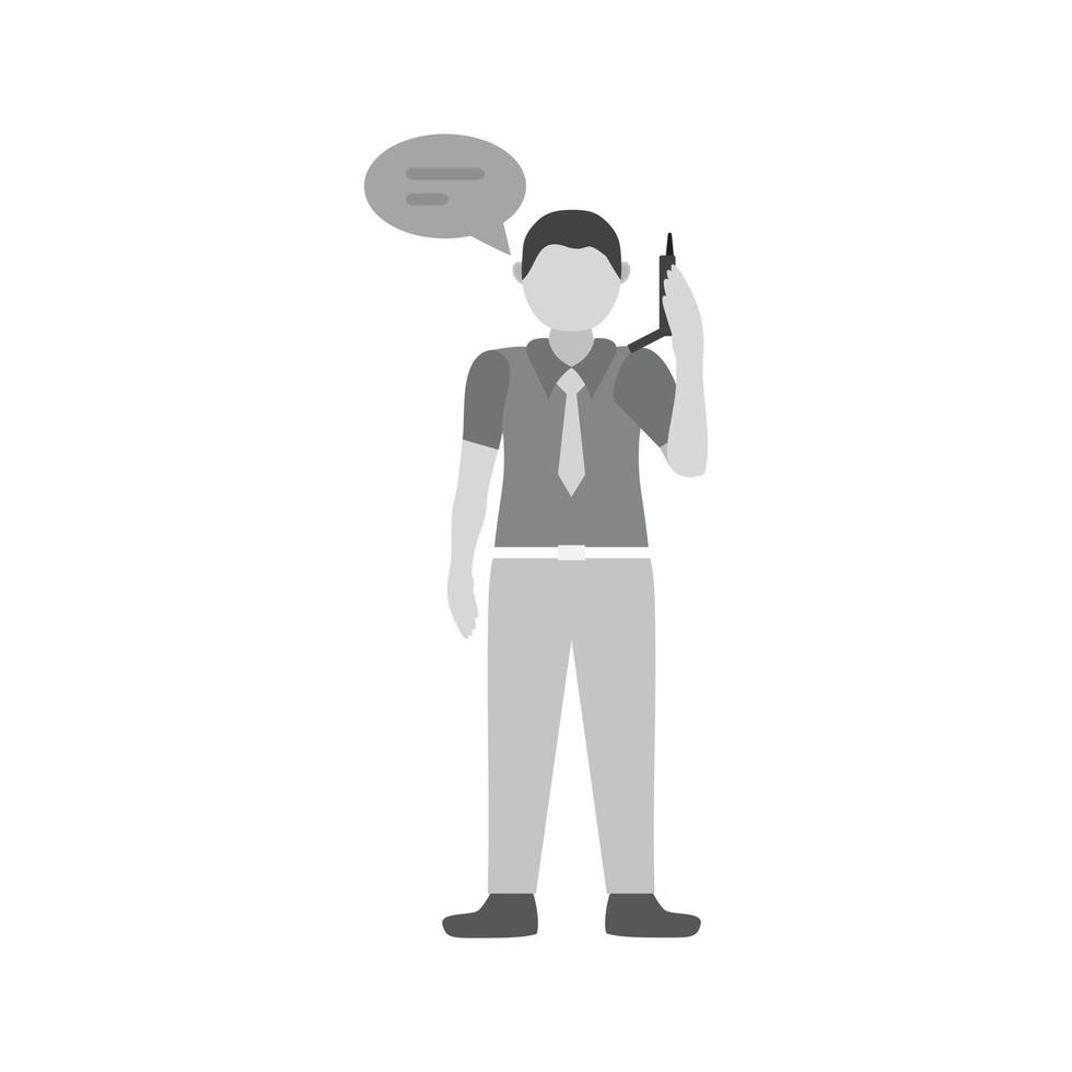 Talking on Phone Flat Greyscale Icon vector