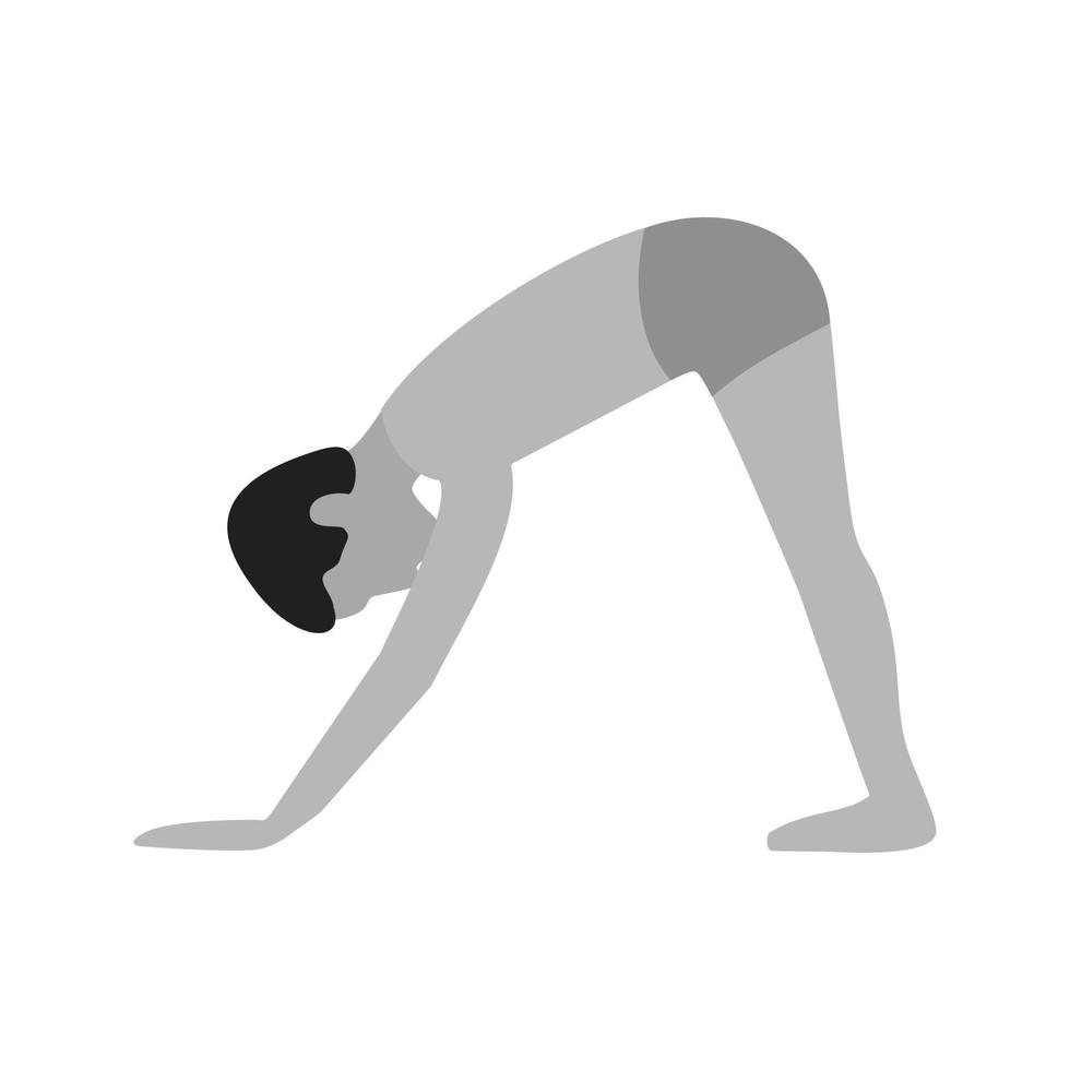 Downward Facing Dog Pose Flat Greyscale Icon vector