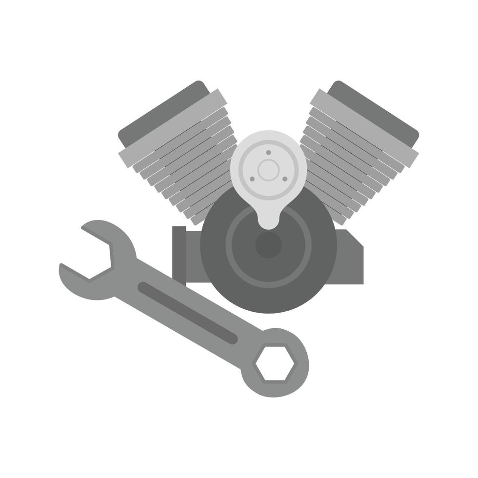 Repair Engine Motor Flat Greyscale Icon vector