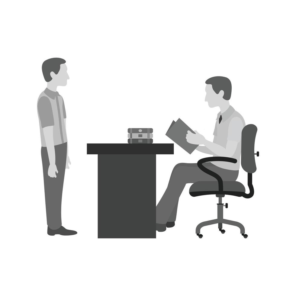 Boss Reading Document Flat Greyscale Icon vector