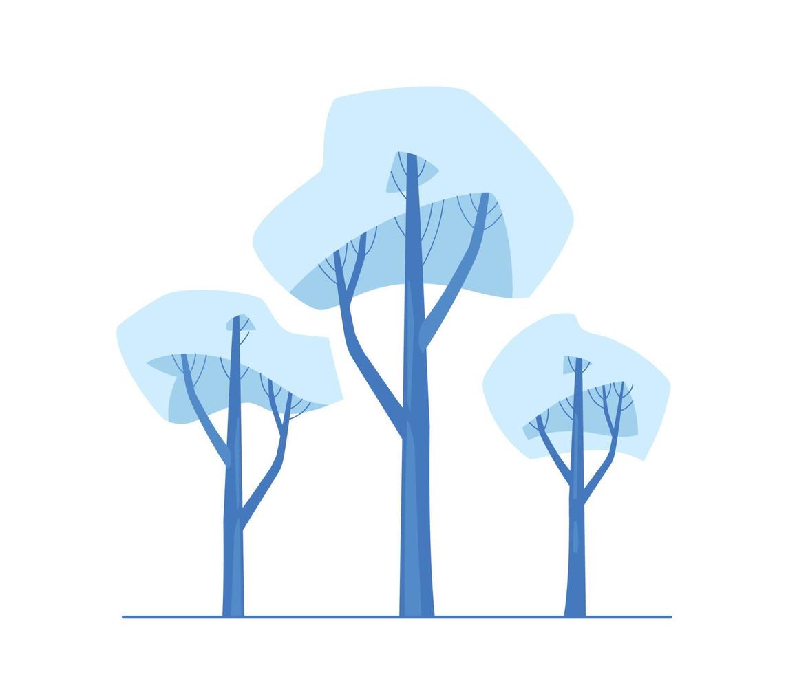 Trees in the snow. Snow forest. Vector image.