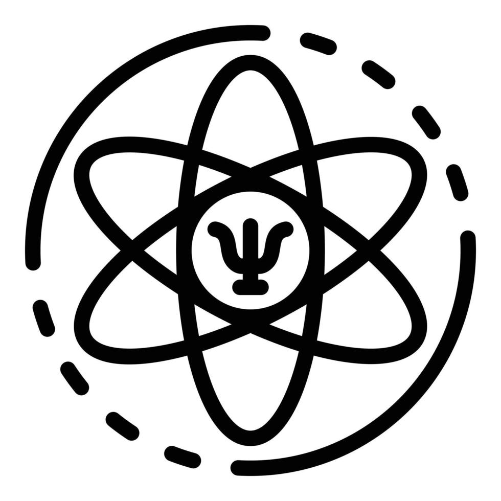 Sign of psychology in the atom icon, outline style vector