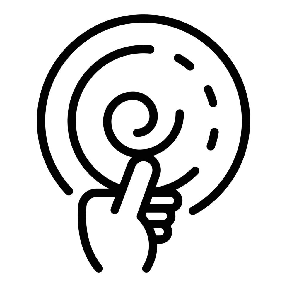 Pendulum in hand icon, outline style vector