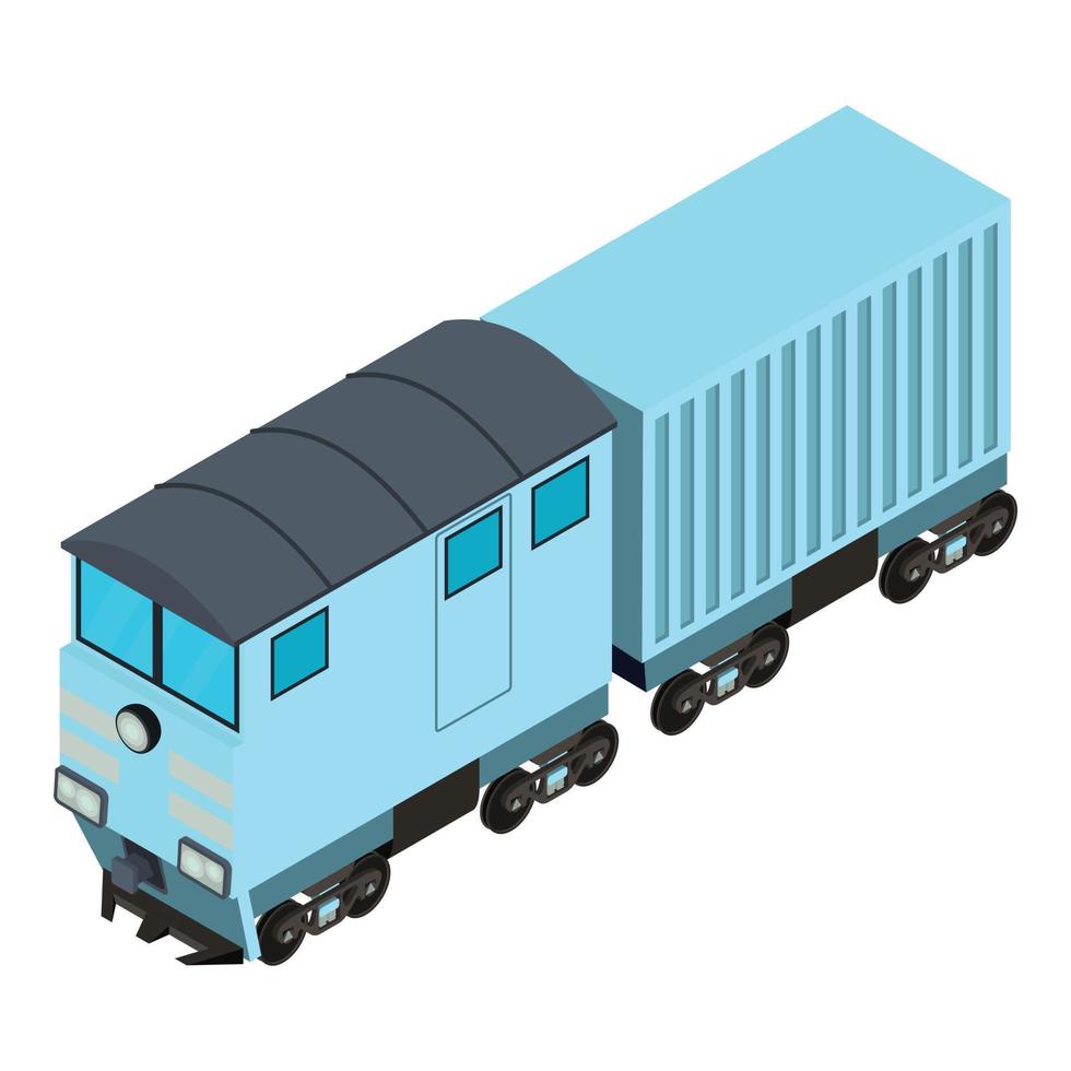 Container railcar icon, isometric style vector