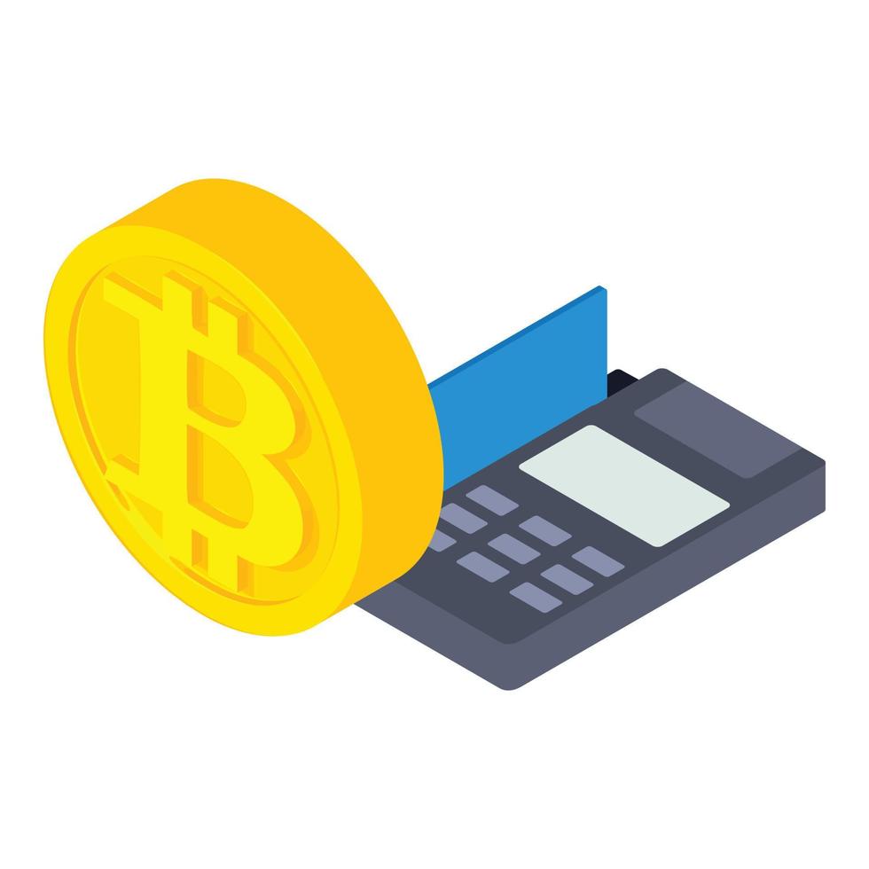 Bitcoin payment icon, isometric style vector