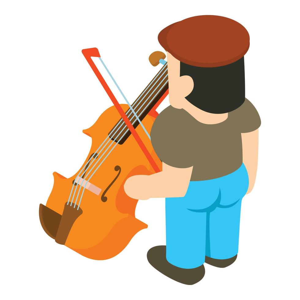 icono de violinista, estilo isométrico vector