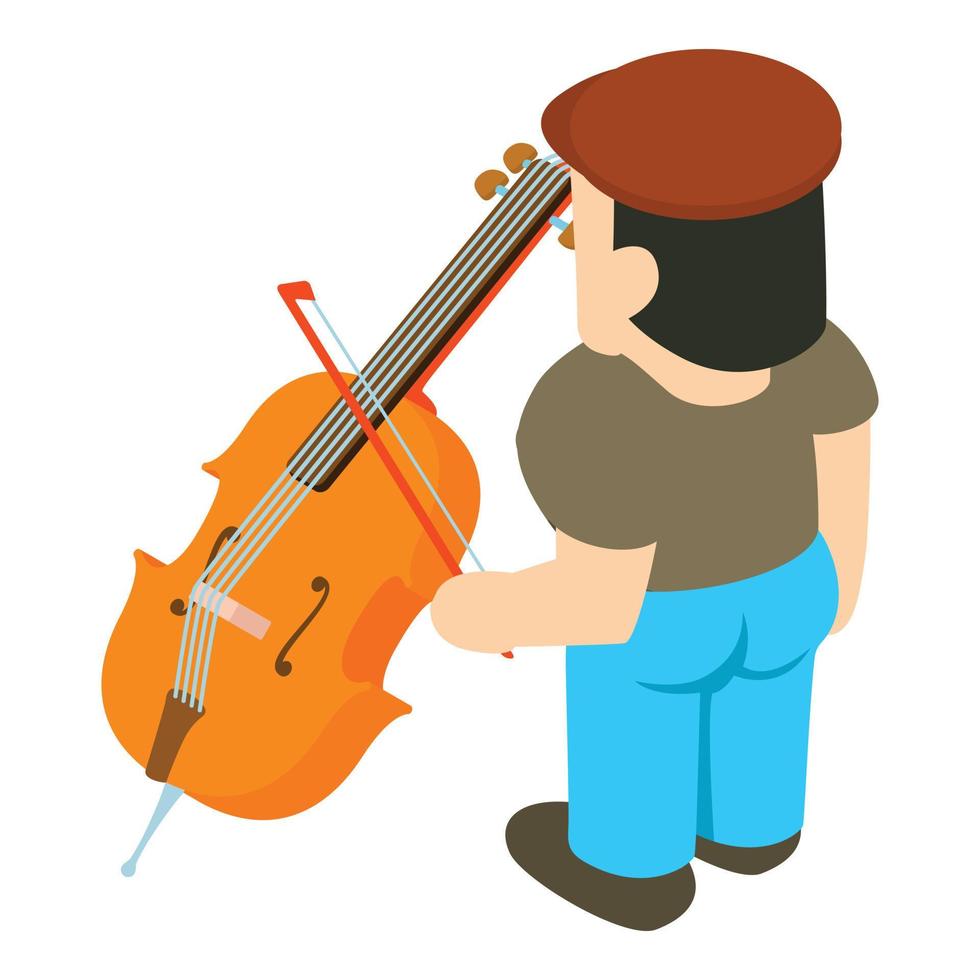 icono de violonchelista, estilo isométrico vector