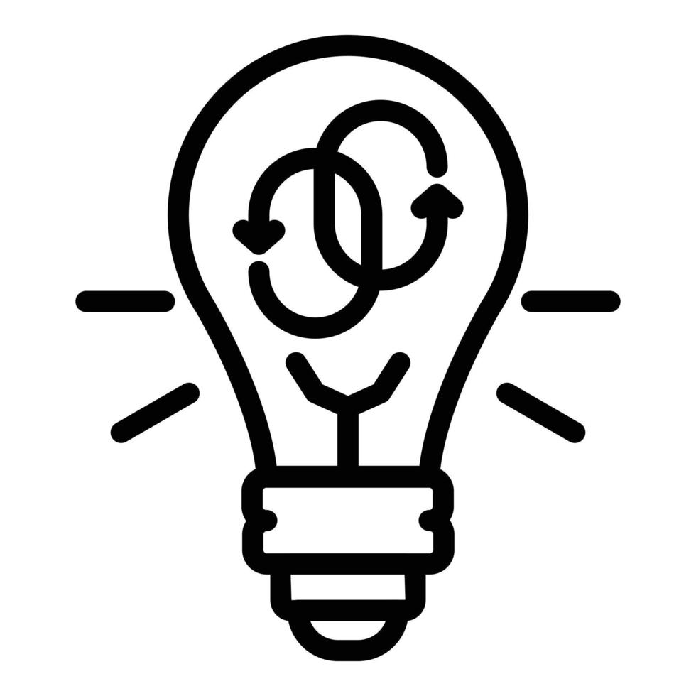 Refresh signs in a bulb icon, outline style vector