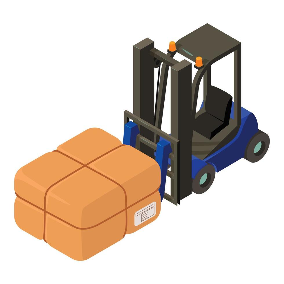 Forklift truck icon, isometric style vector