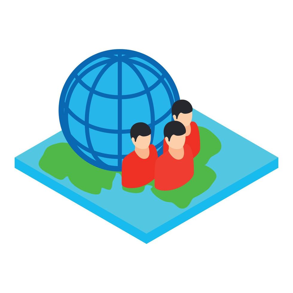 Global community icon, isometric style vector