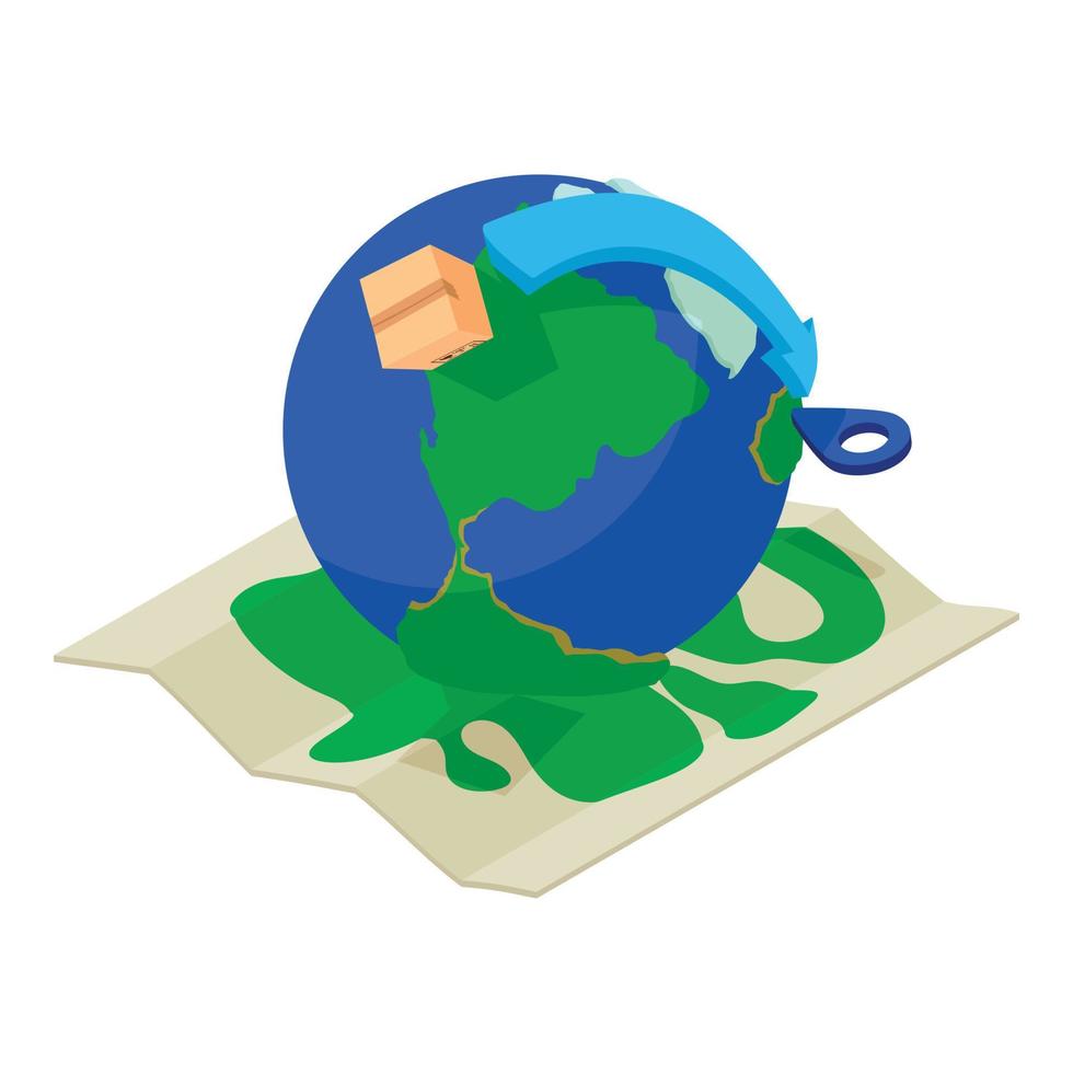 Worldwide delivery icon, isometric style vector