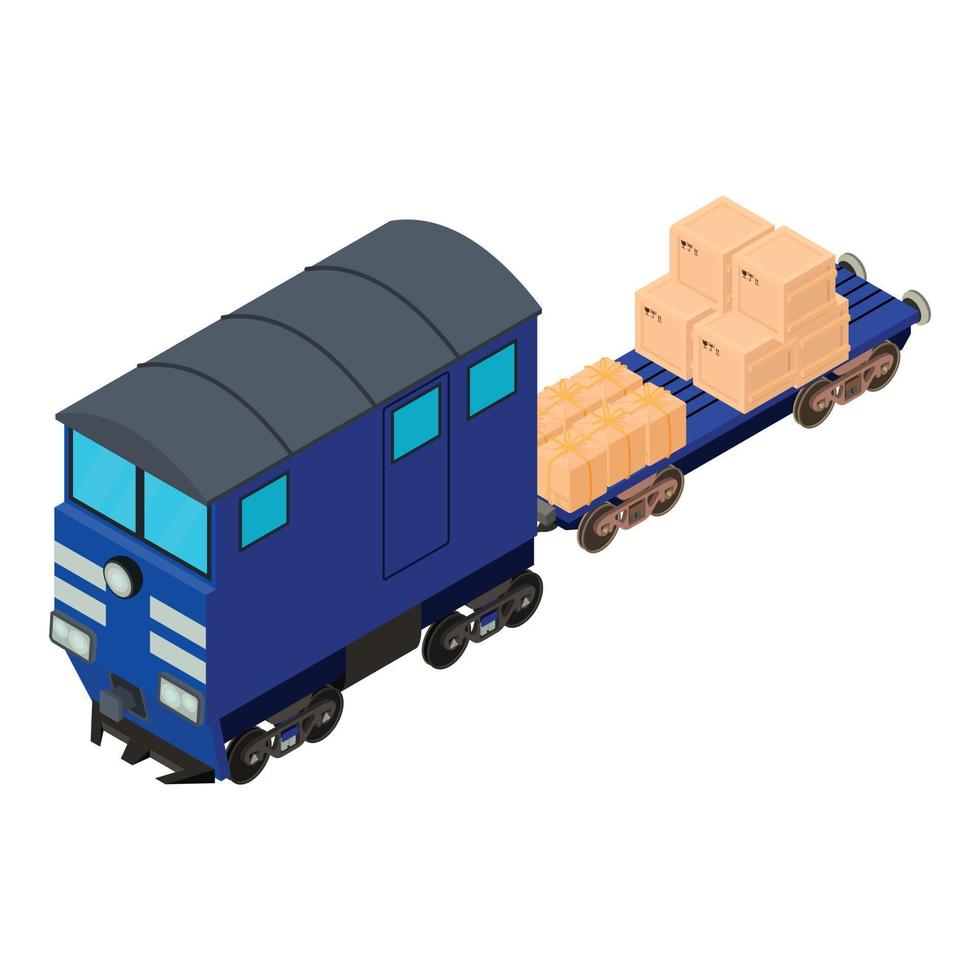 icono de transporte ferroviario, estilo isométrico vector