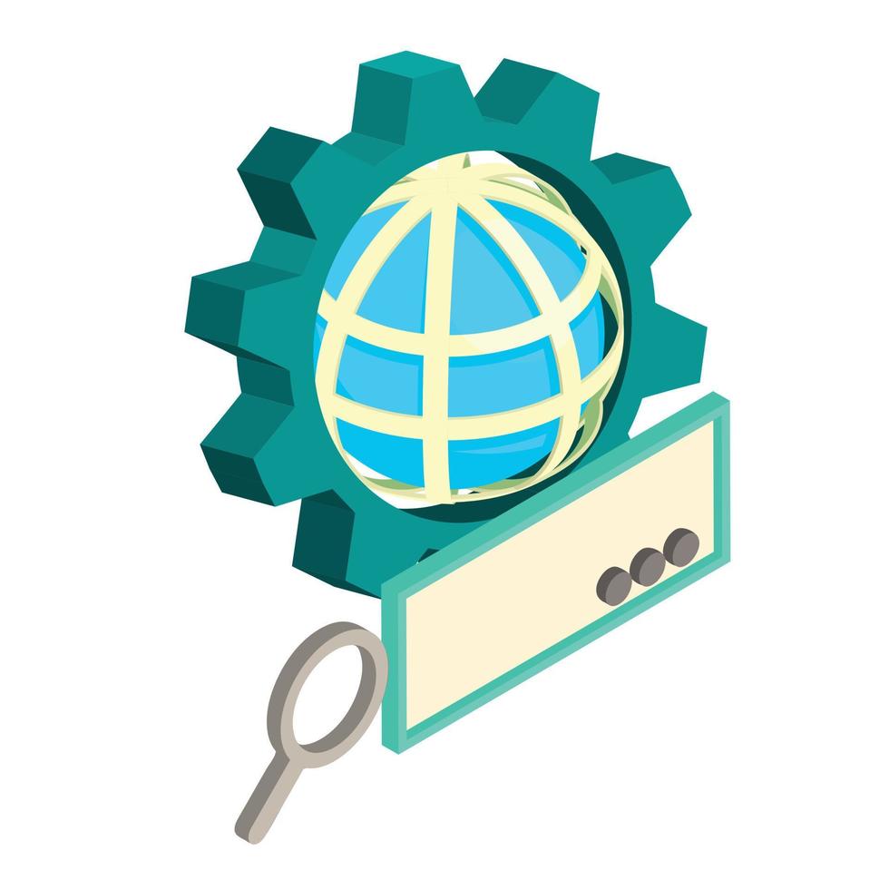 icono de búsqueda global, estilo isométrico vector